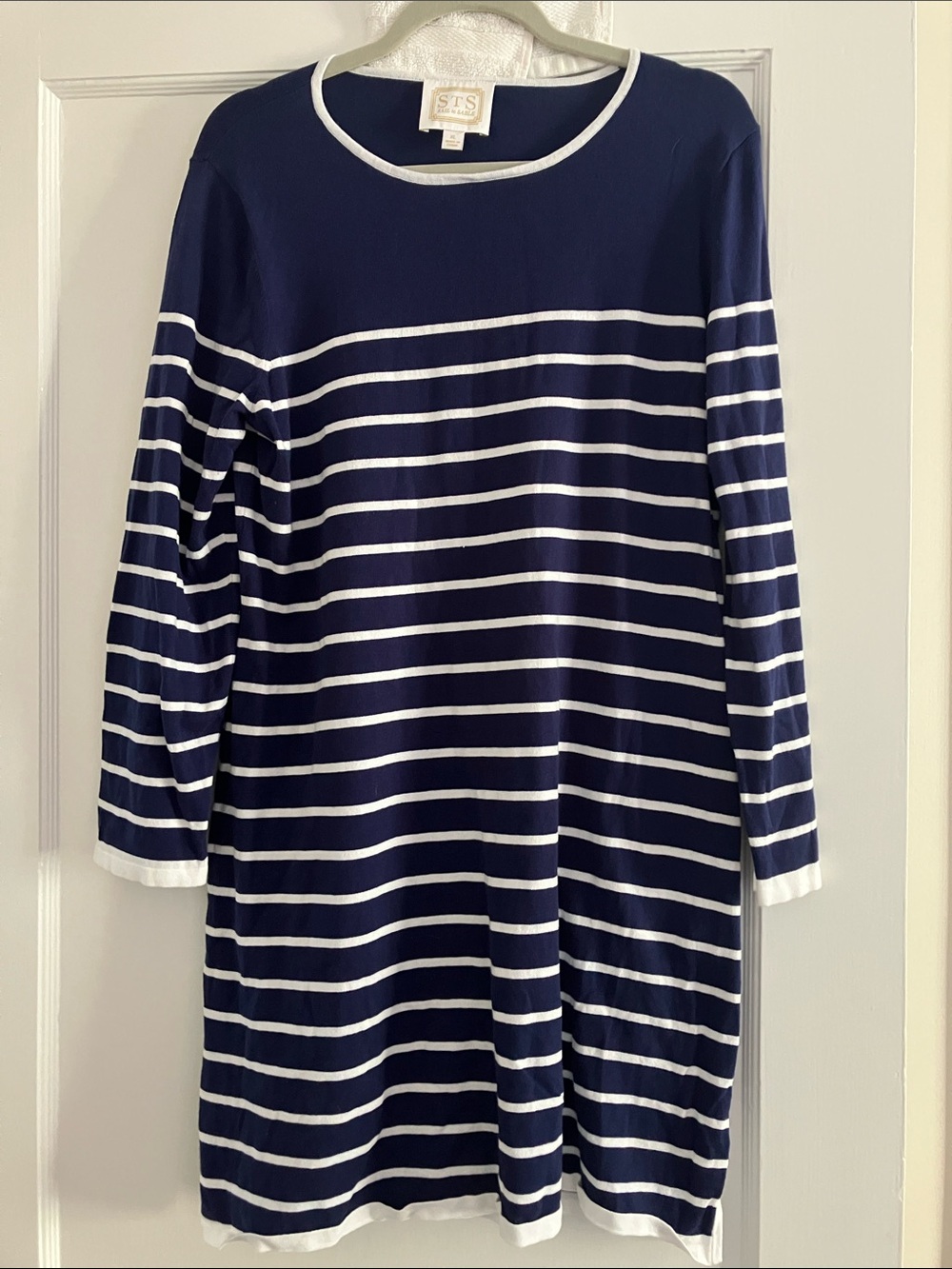 Sail to Sable Navy and White Striped Midi Dress